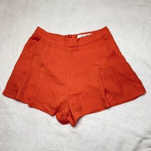DO+BE High Waist Orange Shorts with Pleated Front Size Small